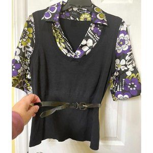 Retro RQT sweater women's size L 70's vibe matching belt excellent condition